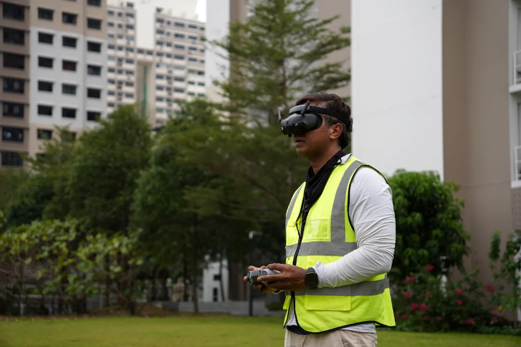 Pitch Perfect Systems drone equipment laid out on site in Singapore